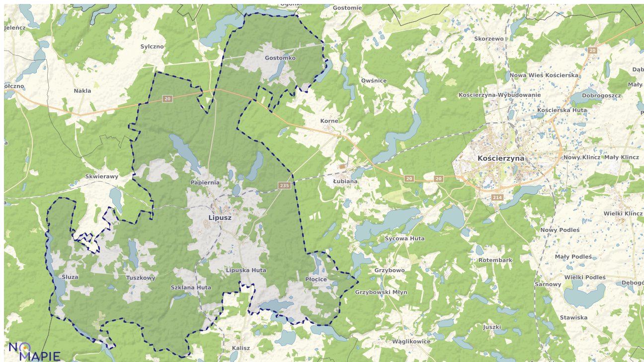 Mapa obszarów ochrony przyrody Lipusza